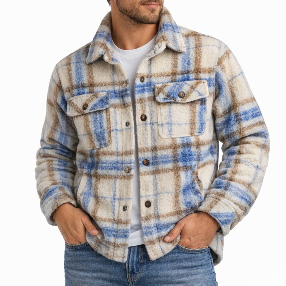 Arizona Jean Co. Plaid Flannel Shacket Blue Brown L